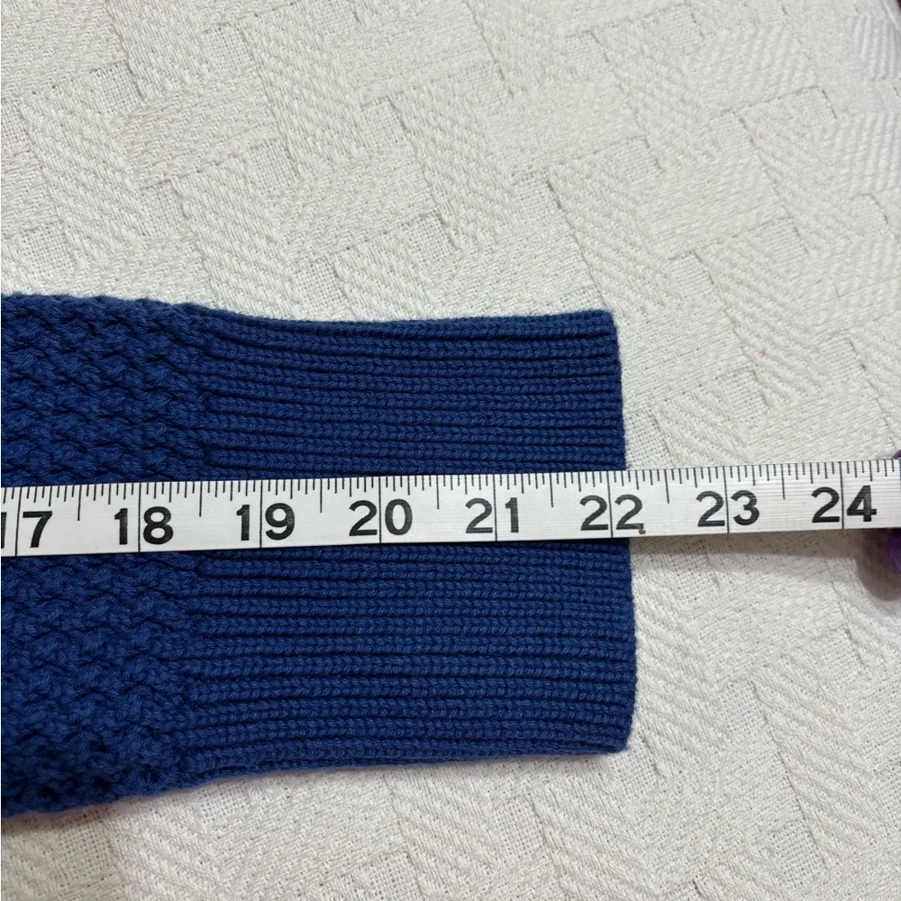 Blue Open Knit 1/4 Zip-Funnel Neck/Polo Collar- sz L Coastal Grandma Resortwear